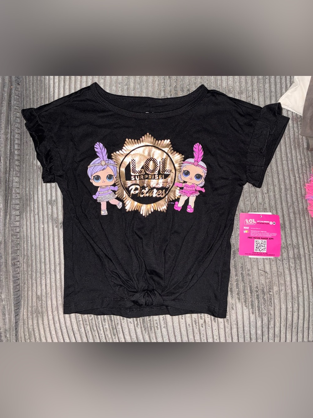 L.O.L. Surprise! Black Tee with Pink, Purple & Gold Graphics